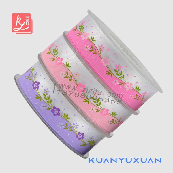 粉红紫色丝带印花